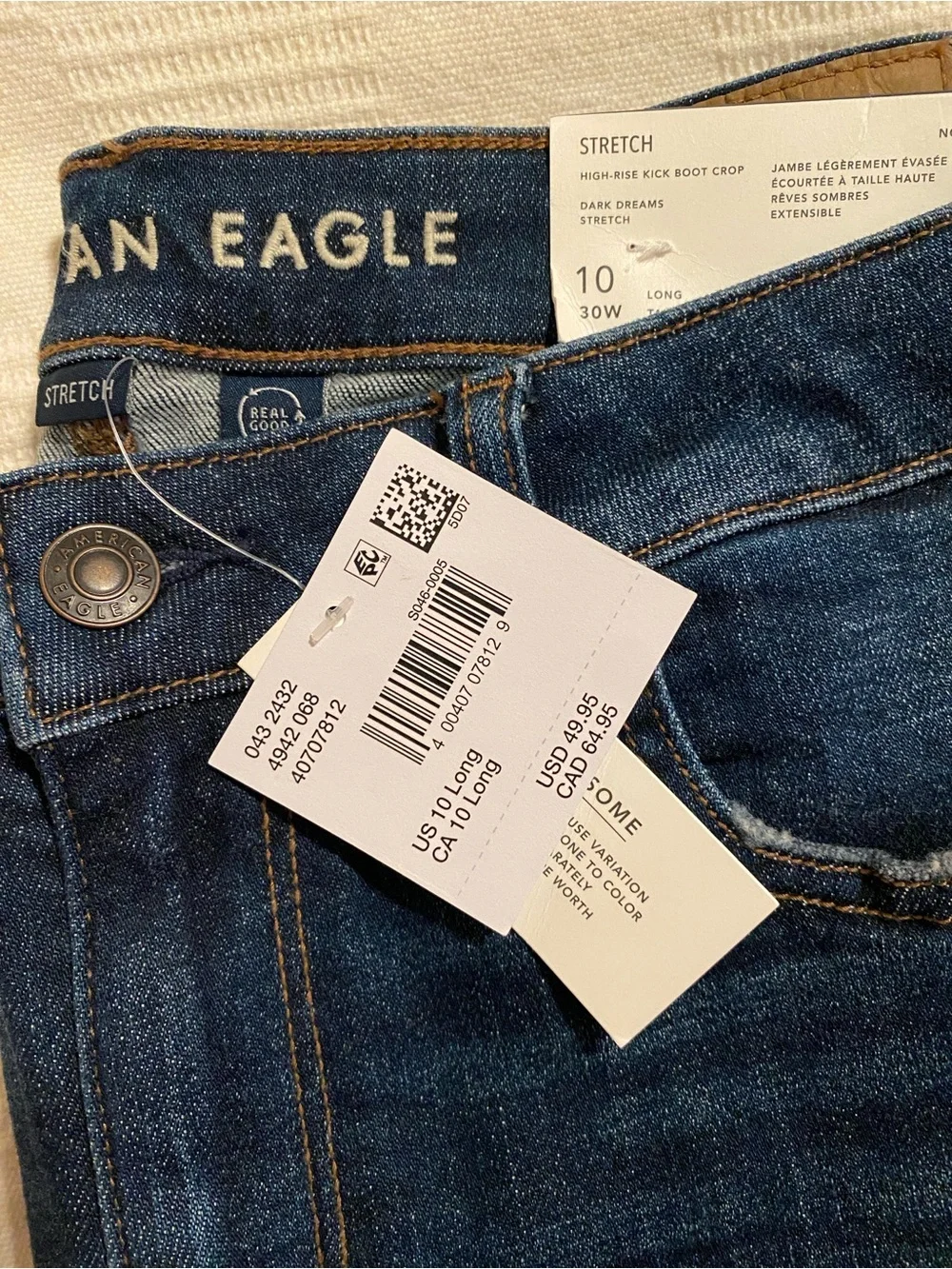 American Eagle Stretch High-Rise Kick Boot Crop Jeans 10 Long - Picture 4 of 4